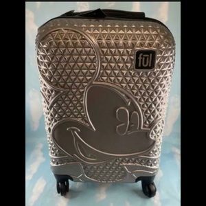 Disney Mickey Mouse Silver Carry-On Spinner FUL Suitcase Hard Luggage 21"
